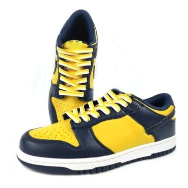 Imagem de Cadarços Listrados Colorblocked Tênis Infantil Adulto Cadarços Elásticos De Cor Gradiente Acessórios Para Sapatos(Yellow white 3,160cm)