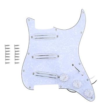 Imagem de Musiclily 11 Furos SSS Pré-cabeado Escudo Guitarra Pickguard ST Completo com 3 Captadores Dual Hot Rail High Output para Fender Squier ST, 4 Camadas Branco Perolado