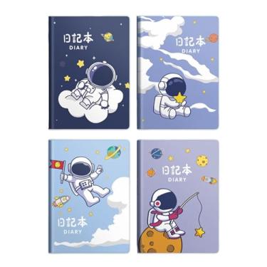 Imagem de Joucien Conjunto de 4 livros - Diário de estudante de escola primária engrossado com capa adesiva, Pinyin, personagens de campo, caderno de grade - astronautas (Tian Zige/64 fotos)