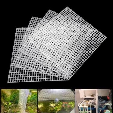 Imagem de Filtro divisor de aquário ajustável inferior grade de plástico bandeja de isolamento de tanque de peixes bandeja de ovo (branco, 4 peças 29 x 29 cm com orifício de 0,35 polegadas)