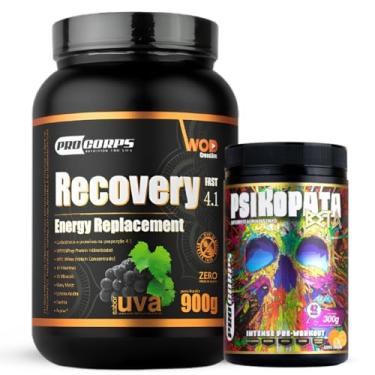 Imagem de Pro Corps Recovery Fast 4:1 900g Sabor Uva + Pré Treino Psikopata Beta 300g Sabor Tangerina - Pro Corps