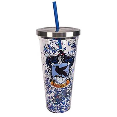Imagem de Spoontiques - Copo Harry Potter - Copo com Glitter Corvinal com Canudo - 590 ml - Acrílico - Azul