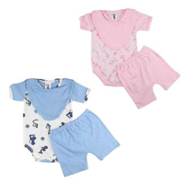 Imagem de Body Babador Short Conjunto Bebe Enxoval Maternidade Algodao - Taya Ba