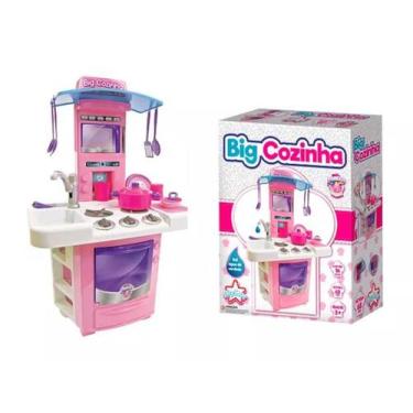 Imagem de Cozinha De Brinquedo Rosa Abre Portas Com Som E Água - Big Star