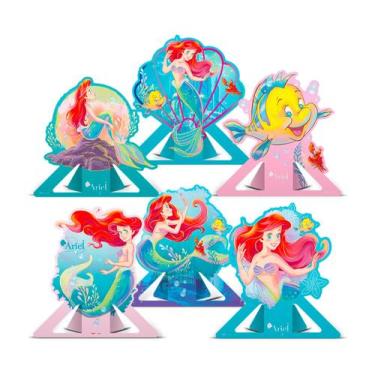 Imagem de 6 Display de mesa Decoração Ariel Festa Pequena sereia anive - Regina 