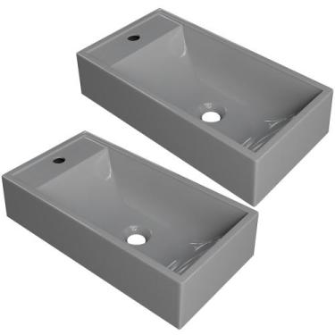 Imagem de Kit 02 Cubas de Apoio Retangular Para Banheiro Lavabo Roma C01 RL545W 