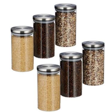 Imagem de Kit 6 Recipiente De Vidro Pote Hermetico Com Tampa Inox 150ml - Dynast