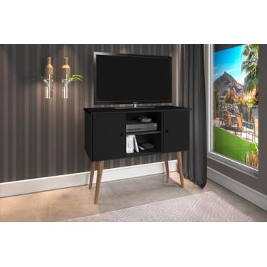 Imagem de Rack / Bancada VIE 2 Portas Estilo Retrô com Pés em Madeira Cor Preto 