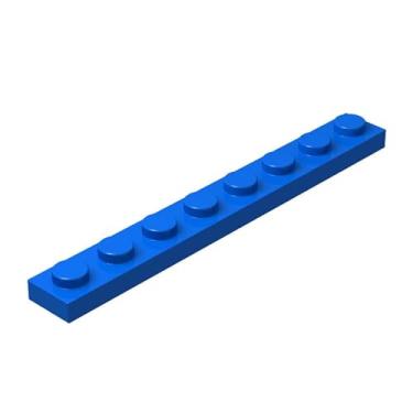 Imagem de Classic Blue Plates Bulk, Blue Plate 1x8, Building Plates Flat 100 Piece, Compatible with Lego Parts and Pieces: 1x8 Blue Plates(Color: Blue)