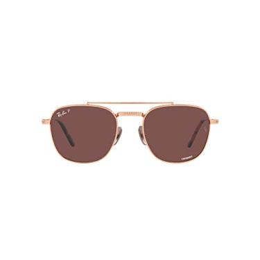 Imagem de Ray-Ban Óculos de sol aviador Rb8258 Frank Ii Titanium, Ouro rosa/violeta escuro polarizado, 54 mm