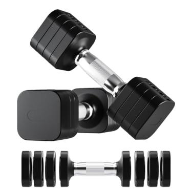 Imagem de RUNWE Conjunto de halteres de 4,5 kg de 5 a 10 cm 1 conjunto de peso livre rápido ajustável, cada 1,8 kg 2,7 kg 3,6 kg 4,5 kg para mulheres e homens exercícios fitness para academia em casa, também