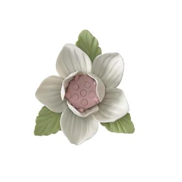 Imagem de Lótus, arte de parede de flores de cerâmica de 7 cm, decoração de parede de flores artificiais 3D, escultura de parede feita à mão, decoração de parede de flor de porcelana para casa, corredor, sala