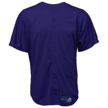 Imagem de Mizuno Camiseta masculina de beisebol de manga curta com botões completos, roxo, médio