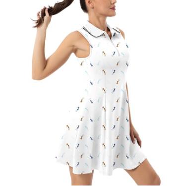 Imagem de FKEEP Vestido esportivo esportivo esportivo de golfe com zíper gola V com shorts e bolso, 22 Esportes de golfe, M