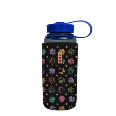 Imagem de Sok It BotlSok Capa de neoprene isolada para garrafa de água (pegadas peludas, serve para CamelBak ou Nalgene de 473 ml)
