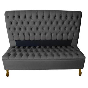 Imagem de Kit Cabeceira + Recamier Baú Iza Para Cama Box Casal Padrão 138 Cm - S