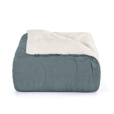 Imagem de Edredom Casal Pele Carneiro Coberdrom Dupla Face Verde Capri - Hedrons