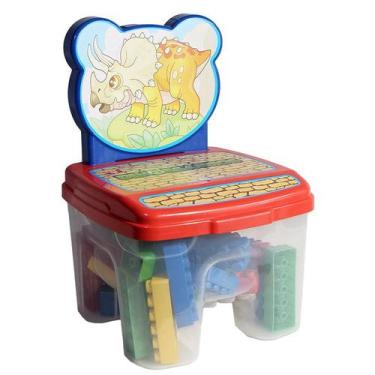 Imagem de Cadeira Infantil Kids Brinquedo 48 Blocos Montar Dinossauro - GGBPlast