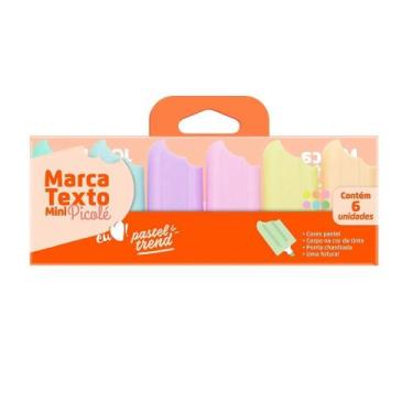 Imagem de Caneta Marca Texto Mini Picolé Pastel Blister c/ 6 cores Jocar Office