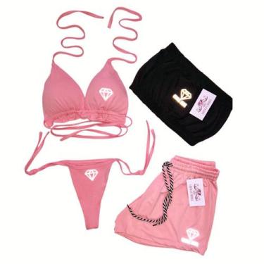 Imagem de Conjunto Biquíni Cortininha Gringas Model, Rosa, Pálido, único 36-42 