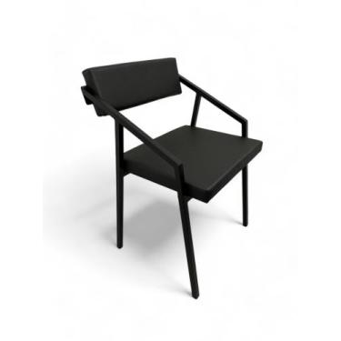 Imagem de Cadeira Industrial Cozinha Bar Restaurante, Estofada Preto Metalon Pre