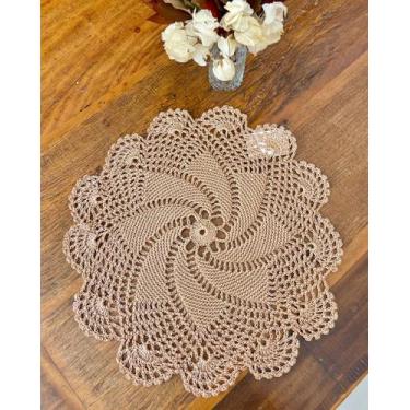 Imagem de Sousplat Bandeja Redonda 33cm Folha Torta Crochê Artesanal - Maria Cro