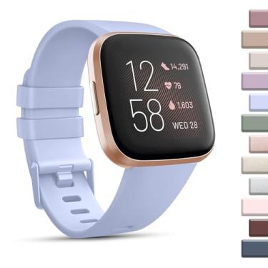 Imagem de AK Pulseiras esportivas compatíveis com Fitbit Versa 2/Fitbit Versa/Versa Lite/Versa SE, elastômero macio, várias cores, pulseiras de substituição para relógio inteligente Fitbit Versa 2 (azul bebê,