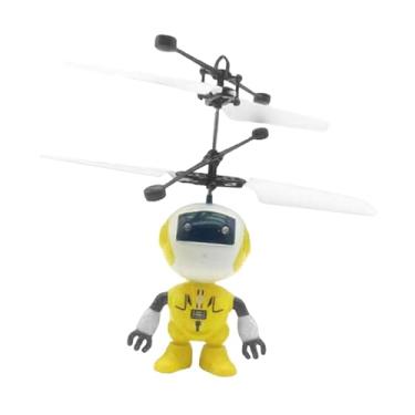 Imagem de Almencla Helicóptero de indução de brinquedo robô voador, carregamento usb criativo, jogos internos e externos, bola para crianças de 8 a 13 anos, Amarelo