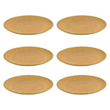 Imagem de 6UN Prato Lanche Sobremesa Redondo Durável  20cm Marrom Clar - EVO