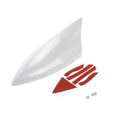 Imagem de VekAuto Antena de barbatana de tubarão, antena de teto de sinal AM/FM universal para carro, carro, SUV, caminhão, off-road, material ABS com base adesiva branco perolado