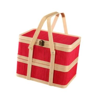 Imagem de Ｂｅｓｇａ Cesta de Tecido de Bambu Cesta de Compras Decoração de Ano Novo 2025, cesta de Embrulho de Presente Portátil Cesta de para Pastelaria, 27cm X 20cm X 22cm