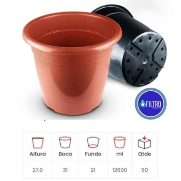 Imagem de Vaso Plástico Redondo - 12.600 ml - Cor Preto - VF vaso forte, Preto