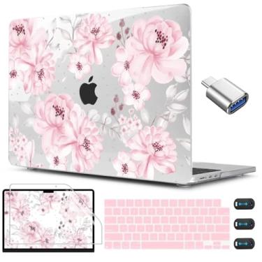 Imagem de CISSOOK Compatível com MacBook Air 13,5 polegadas, capa M4, M3, M2, chip 2025, 2024, 2023, 2022, versão 2022, capa rígida de plástico, protetor de tela para Mac Air 13, A3240, A3113, A2681, linda flor