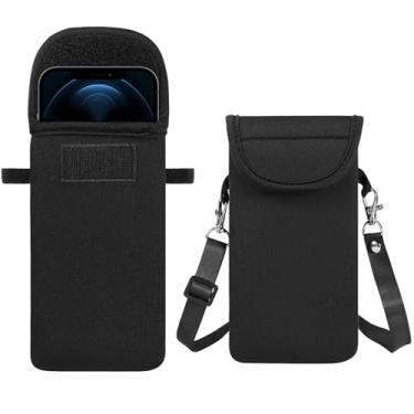Imagem de YICHEEY Bolsa de neoprene para celular com alça transversal compatível com iPhone 16 Pro Max 16 Plus/Galaxy S24 Ultra S24+ S23 FE / A55 A35 A25 A24 A15 / Pixel 9 Pro 8a / OnePlus 12 (preto)