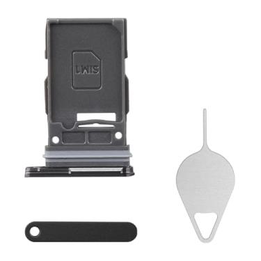 Imagem de BESJMYT Substituição da bandeja do cartão SIM para Samsung Galaxy S24 (versão SIM único) Adaptador de suporte para compartimento de cartão preto ônix com ejetor de agulha para S24 SM-S921U SM-S921U1