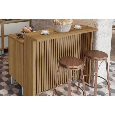 Imagem de Bancada Ilha Cozinha Burguesa Com 2 Portas E 3 Gavetas 120cm Freijó Grafite