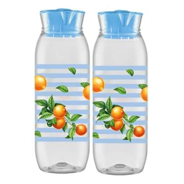 Imagem de 2 Garrafa De Água Geladeira Jarra Suco Tampa Premium 1,4LT (Laranja)