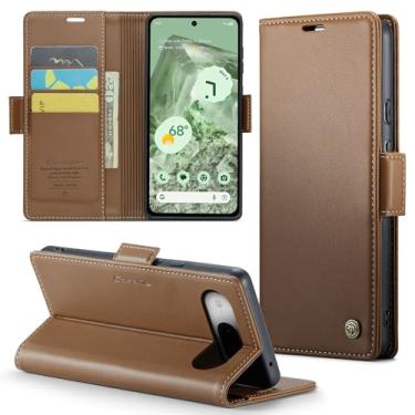 Imagem de Phernykas Capa carteira para Pixel 8A com suporte para cartão, fecho magnético com bloqueio de RFID, à prova de choque, capa protetora de couro PU para Google Pixel 8A - marrom