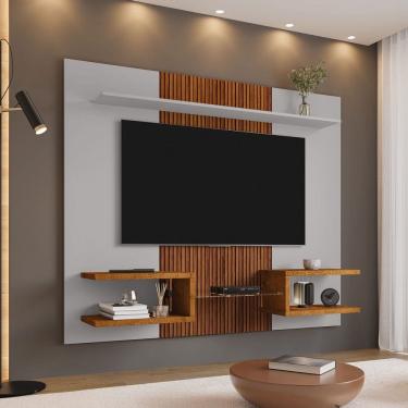 Imagem de Painel para TV Até 55 Polegadas Atlas Ripado 3d Off White/Naturallle - Móveis Bechara