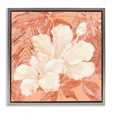 Imagem de Stupell Industries Hibiscus Flower Bunches Gray Floater Framed Canvas Wall Art Design por Paul Brent, 18 x 18