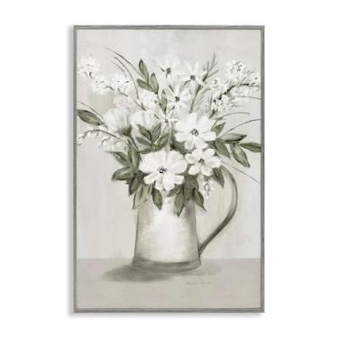 Imagem de Stupell Industries Country Pitcher Bouquet Cinza Emoldurado Giclée Arte de Parede Design por Marilyn Dunlap, 12 x 18