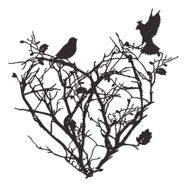 Imagem de Xedatric Arte de parede de pássaros de metal – Arte de parede de árvore, decoração de parede de coração, decoração de ninho de pássaro para sala de estar, quarto, 30 cm, preto