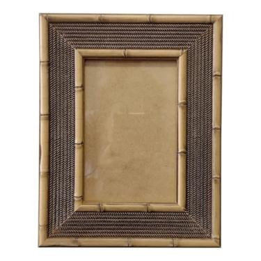 Imagem de Moldura com Gravação de Bambu para Quadros e Fotos com Fundo MDF e Vidro - 4,5x1,5 Cor:BEGE;Tamanho:70X105 CM