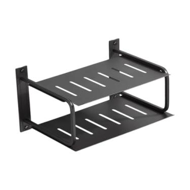 Imagem de Ｂｅｓｇａ 2 camadas prateleira de projetor para o roteador de parede Acessórios de TV de alumínio, Preto