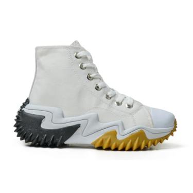 Imagem de Bota Unisex Plataforma Tratorada Botinha Feminina e Masculina Cano Médio (Branca, BR, Adulto, Numérico, 38)