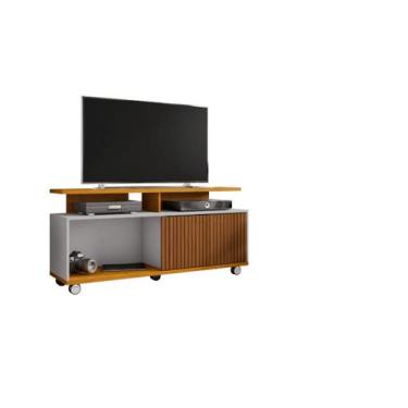 Imagem de Rack Bancada Topazio com Rodizios Bechara 1 Porta Tv Até 50, Nature/Of