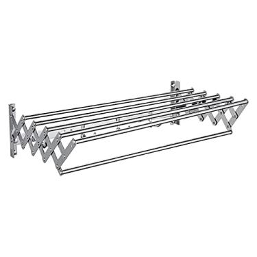 Imagem de AKALNNB Arejador de roupas montado na parede de aço inoxidável montado na parede, cabideiro, dobrável, retrátil para varanda, banheiro, terraço, toalha de secagem