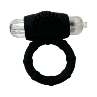 Imagem de Anel Peniano Em Silicone Com Cerdas Massageadoras E Vibração Ereção Curta, Vibrador para Prazer Mútuo [PRETO]