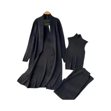 Imagem de Conjunto de Agasalho Feminino em Malha - 3 Peças Confortáveis com Card