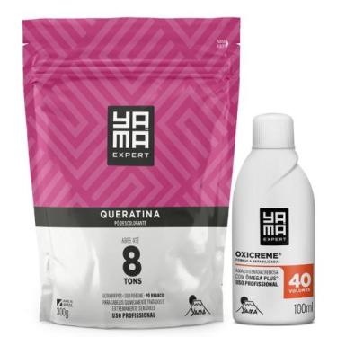 Imagem de Kit Yamá Pó Descolorante Queratina 300g e Água Oxigenada 40vol 100ml